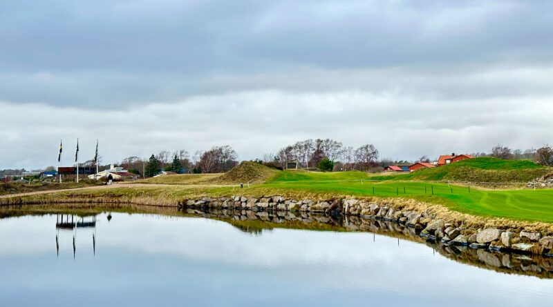 Hål sex på Halmstad Golfarenas vinterbana "in reverse".